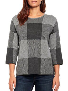 NWT MAX STUDIO Charcoal Gray Knit Crew Sweater Small S New